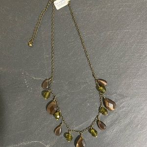 Lia Sophia “Wistful” Necklace - Brown & Green Glass Beads - 2008/RV $44 NWT